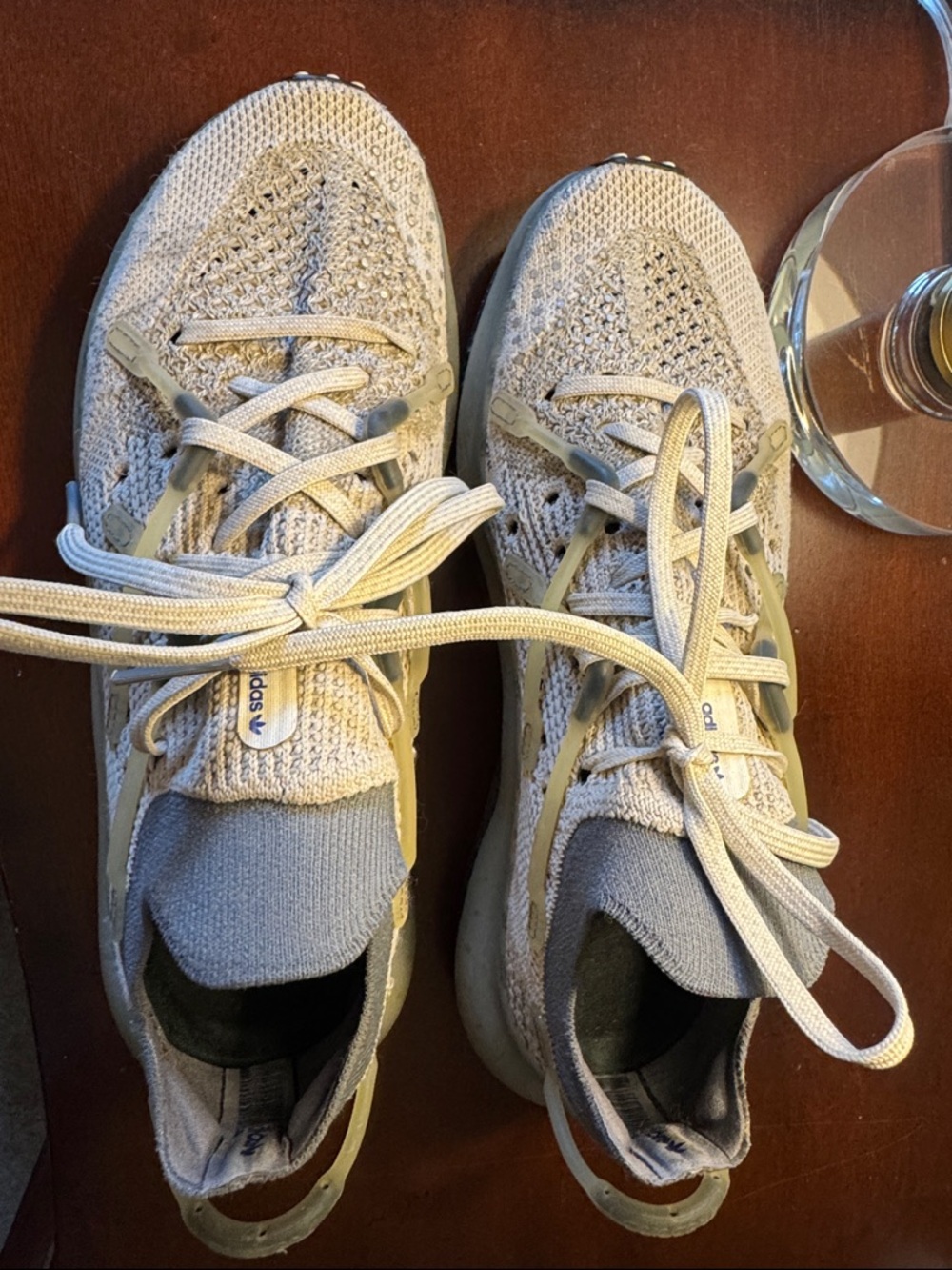 adidas Beige Knit Lace-Up Sneakers